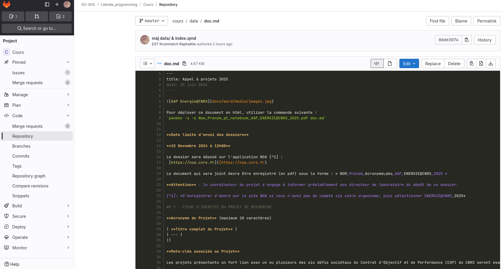 data/doc.md déployé par la forge logicielle